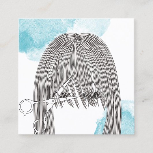 Friseur-Stilschere & Zeichnend Girl Quadratische Visitenkarte (Vorderseite)