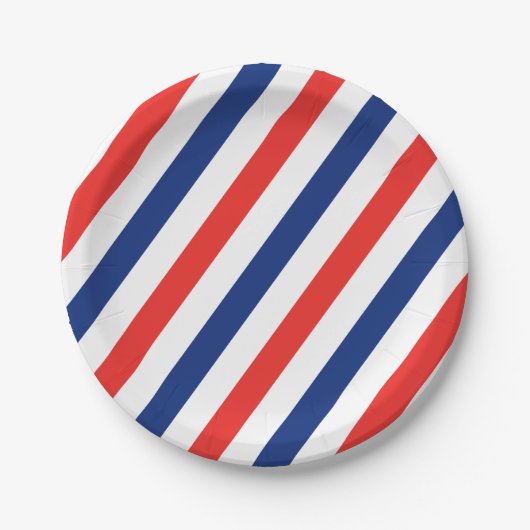 Friseur-Streifen Pappteller (Vorderseite)