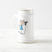 Friseur-Strichmännchen Bierglas (Vorderseite Links)