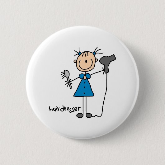 Friseur-Strichmännchen Button (Vorderseite)