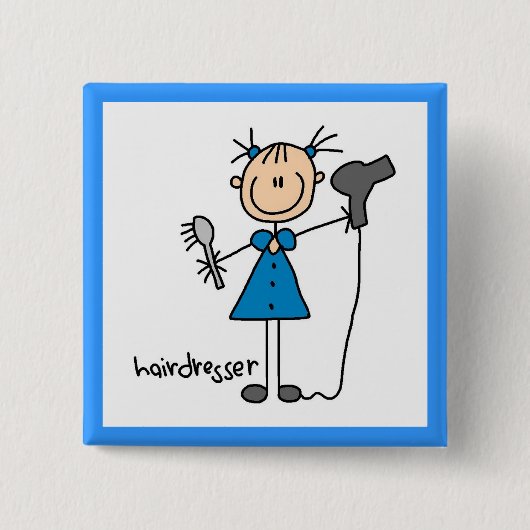 Friseur-Strichmännchen Button (Vorderseite)