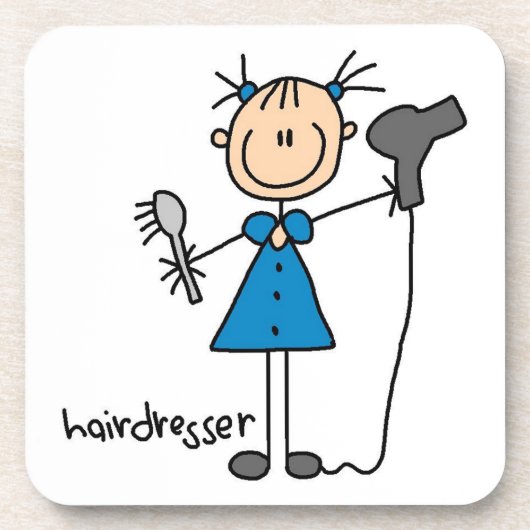 Friseur-Strichmännchen Getränkeuntersetzer (Vorderseite)