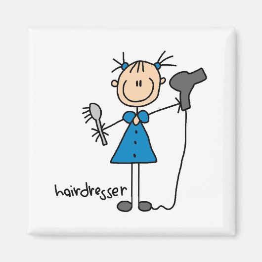 Friseur-Strichmännchen Magnet (Vorne)