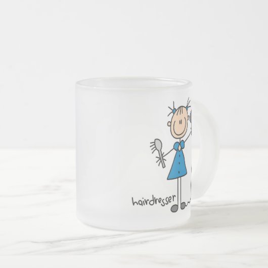 Friseur-Strichmännchen Mattglastasse (VorderseiteRechts)