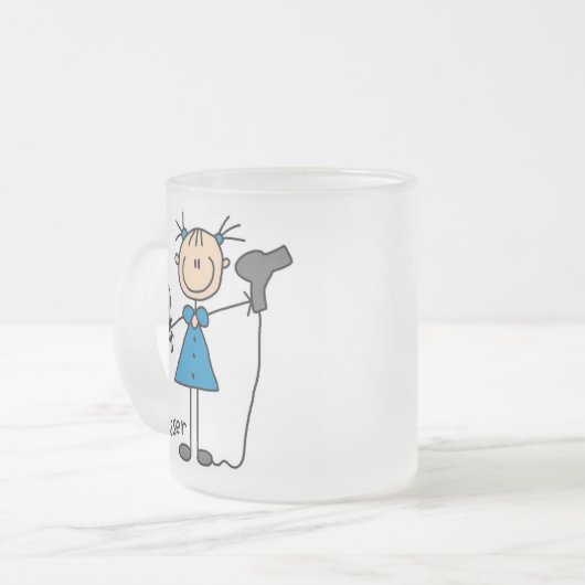 Friseur-Strichmännchen Mattglastasse (Vorderseite Links)