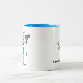 Friseur-Strichmännchen Zweifarbige Tasse (Mittel)