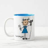 Friseur-Strichmännchen Zweifarbige Tasse (Links)