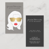 Friseur, Style Blogger, Schönheitsmädchen auf Grau Visitenkarte (Vorne/Hinten)