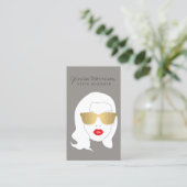 Friseur, Style Blogger, Schönheitsmädchen auf Grau Visitenkarte (Stehend Vorderseite)