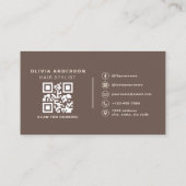 Friseur-Style Moderner Brauner QR-Code Visitenkarte (Rückseite)