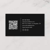 Friseur-Style Moderner Schwarzer Gold-QR-Code Visitenkarte (Rückseite)