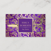 Friseur Stylist Antique Schere Luxus Lila & Gold Visitenkarte (Vorderseite)