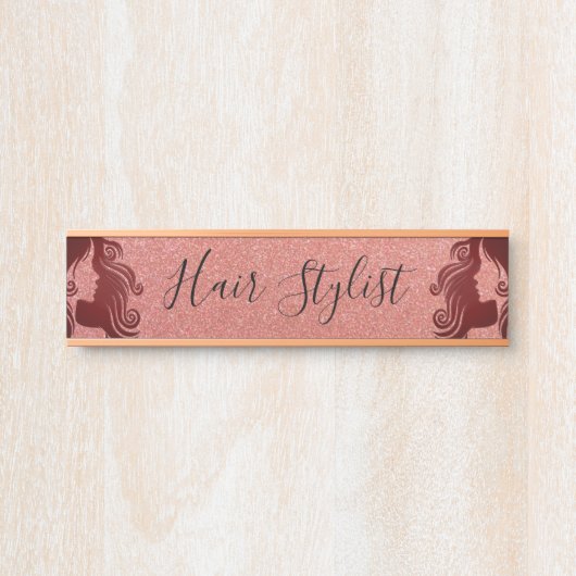 Friseur-Stylist auf Glitzer Türschild (Vorderseite )