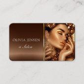 Friseur-Stylist Beauty Girl Foto Brown & Golden Sa Visitenkarte (Vorderseite)