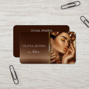 Friseur-Stylist Beauty Girl Foto Brown & Golden Sa Visitenkarte