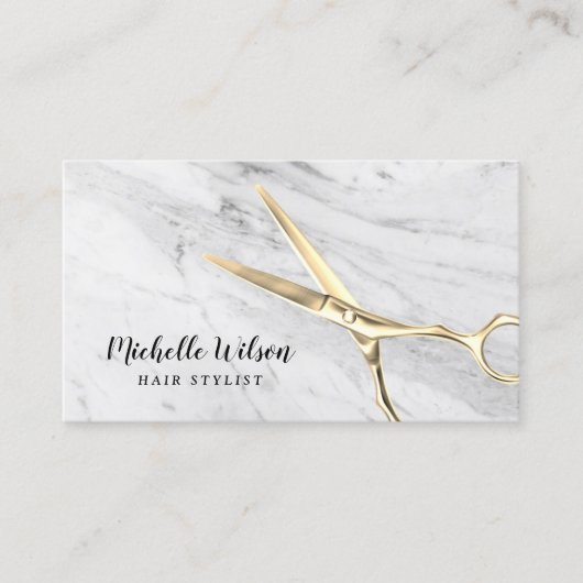 Friseur Stylist Beauty Salon Trendy Weißer Marmor Visitenkarte (Vorderseite)