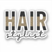 Friseur-Stylist-Cheetah Typografie Geschenk Aufkleber (Vorderseite)