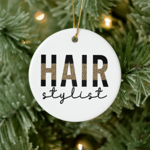 Friseur-Stylist-Cheetah Typografie Geschenk Keramik Ornament