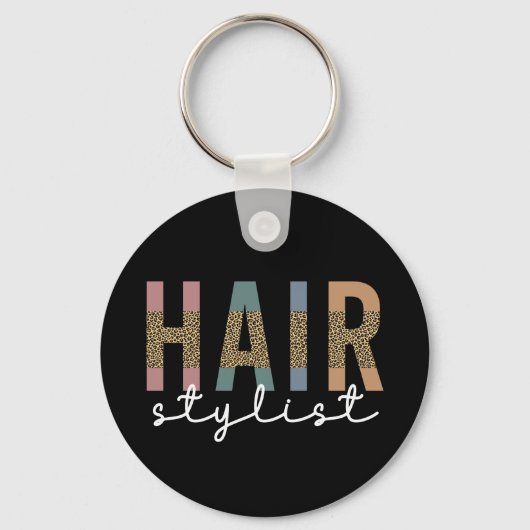 Friseur-Stylist-Cheetah Typografie Geschenk Schlüsselanhänger (Vorderseite)