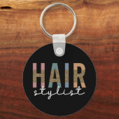 Friseur-Stylist-Cheetah Typografie Geschenk Schlüsselanhänger (Vorderseite)