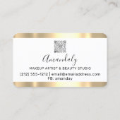 Friseur Stylist Coiffeur Gold Frame Qr Logo Visitenkarte (Rückseite)
