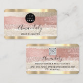 Friseur Stylist Coiffeur Rose Streifen Qr Logo Visitenkarte (Vorne/Hinten)