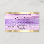 Friseur Stylist Coiffeur Schere Gold Lila Visitenkarte (Rückseite)