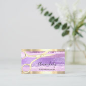 Friseur Stylist Coiffeur Schere Gold Lila Visitenkarte (Stehend Vorderseite)