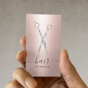 Friseur-Stylist Diamantschere Rose Goldsalon Visitenkarte