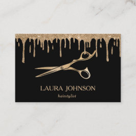 Friseur-Stylist-Driving-Gold-Glitzer-Schere Visitenkarte