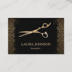 Friseur-Stylist-Driving-Gold-Glitzer-Schere Visitenkarte