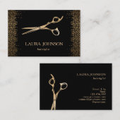 Friseur-Stylist-Driving-Gold-Glitzer-Schere Visitenkarte (Vorne/Hinten)