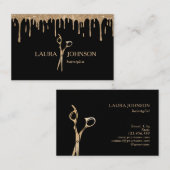 Friseur-Stylist-Driving-Gold-Glitzer-Schere Visitenkarte (Vorne/Hinten)