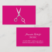 Friseur Stylist Einfache Schere Modernes Hot Pink Visitenkarte (Vorne/Hinten)