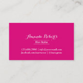 Friseur Stylist Einfache Schere Modernes Hot Pink Visitenkarte (Rückseite)