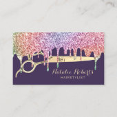 Friseur-Stylist Einhorn Tropfen Beauty Salon Lila Visitenkarte (Vorderseite)