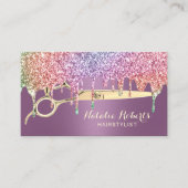 Friseur-Stylist Einhorn Tropfen Beauty Salon Lila Visitenkarte (Vorderseite)