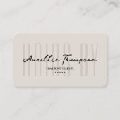 Friseur Stylist Elegante Sand Beige Moderne Visitenkarte (Vorderseite)