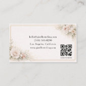 Friseur-Stylist Floral Neutral QR-Code Professiona Visitenkarte (Rückseite)