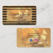 Friseur Stylist Gold Glitzer Beauty Salon Visitenkarte (Vorne/Hinten)