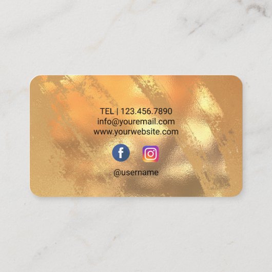 Friseur Stylist Gold Glitzer Beauty Salon Visitenkarte (Rückseite)