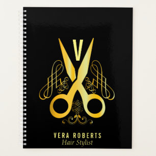 Friseur-Stylist Gold-Schere & Beauty Salon-Design Planer