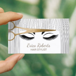Friseur-Stylist Gold-Schere & Girl-Friseur Salon Visitenkarte