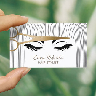 Friseur-Stylist Gold-Schere & Girl-Friseur Salon Visitenkarte