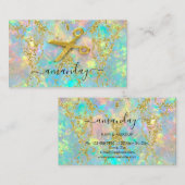 Friseur Stylist Gold Schere Holograph Glitte Visitenkarte (Vorne/Hinten)