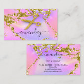 Friseur Stylist Gold Schere Holograph Lila Visitenkarte (Vorne/Hinten)