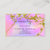 Friseur Stylist Gold Schere Holograph Lila Visitenkarte (Rückseite)