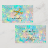 Friseur Stylist Gold Schere Holograph Opal Visitenkarte (Vorne/Hinten)