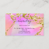 Friseur Stylist Gold Schere Holograph Pink Visitenkarte (Rückseite)