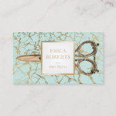 Friseur-Stylist Gold-Schere Moderner Marmorsalon Visitenkarte (Vorderseite)